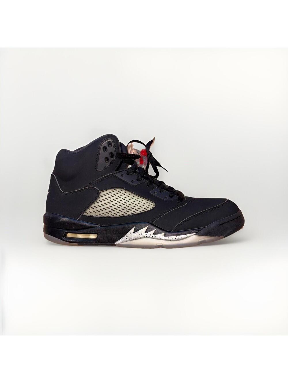 Nike Air Jordan 5 Retro OG Black Metallic Silver Mens Size 12 Sneakers